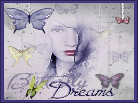 BUTTERFLY DREAMS - female, eyes, butterfly, dreaming, face, animals