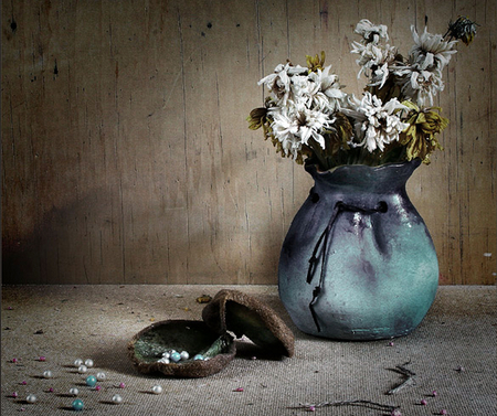 Still Life - flowers, still life, blue, vase