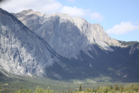 Mountains & tall trees in Banff Alberta National Park 32 - clouds, trees, blue, photography, white, nature, green, mountains, sky