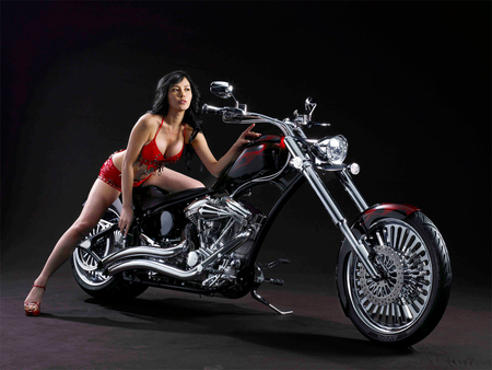 posing - chopper, bike, harley davidson, motorcycle