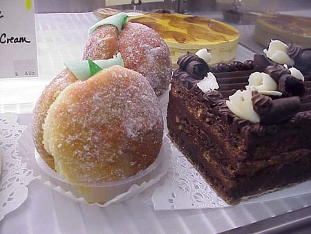 Sweet Delights - chocolate, squares, cream puffs, sugar