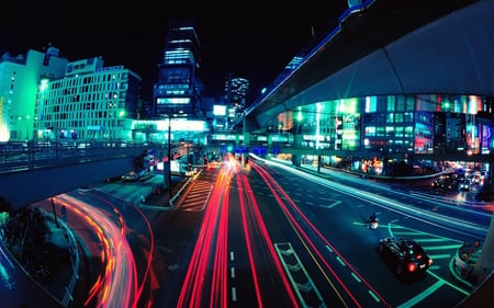 Tokyo Lights - street, tokyo, lights, traffic, city, cityscape, buildings