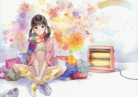 Chill - warm, heater, rainbow, girl, underwear