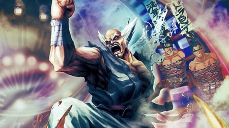 Heihachi Mishima - mishima, heihachi, kazuya, hair, jin, red, blue, tekken, street fighter, vs, kimono, old