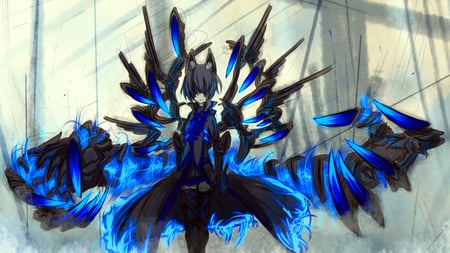 anime blue - artistic, manga, drawing, anime, blue