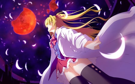 Broken moon - moon, tears, broken, game, anime, cg