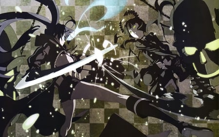 Black Rock Shooter - battle, anime, sword, dead master, weapons, black rock shooter