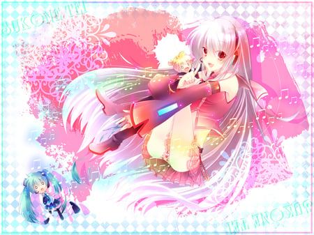 Hatsune - ranbows, miku, blue, gray hair, hatsune, pink