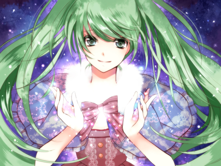 miku - nice, green eyes, long hair, dresss, green hair