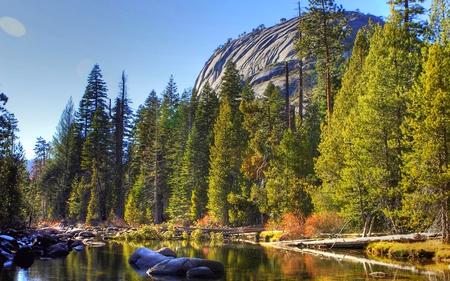 Lovely Landscape - point, beautiful, edge, stream, tall, colorful, autumn, cliff, rocks