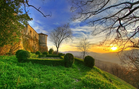 the secret castles garden - the, naure, secret, architecture, sunset, castles, garden