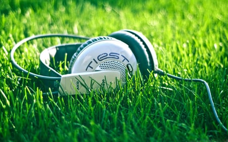 Headphones Tiesto - headphones, nature, beautiful, green, photography, grass, tiesto