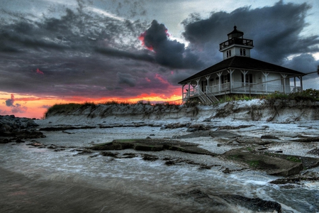 Grande Lighthouse - nature, dark, lighthause, grande, sunset