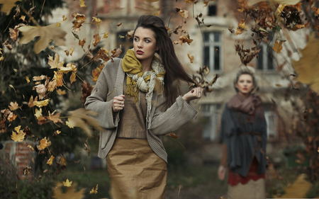 Beautiful Models - leafs, people, nature, beautiful, autumn, models, celebrity