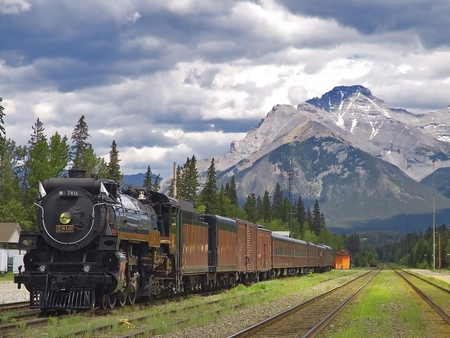 Steam Locomotive - train, railway, locomotive, mountain, technology, steam, old