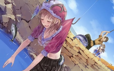 I'm not fish - funny, girl, altier rorona, wet, fish, sky