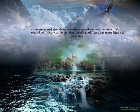 There's A Great Day Coming ! - sky, scenic, christian, waterfalls, deer, eagle, beautiful, clouds, verse, scripture, rock