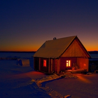 LIGHTED WINTER HOUSE