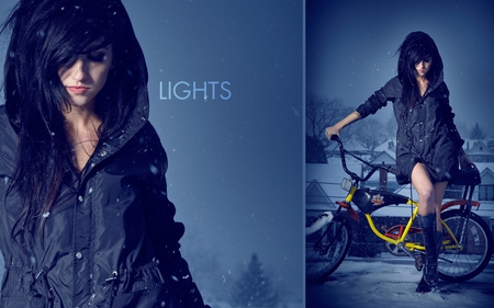 Lights - bike, lights, model, jacket, gothic, long hair