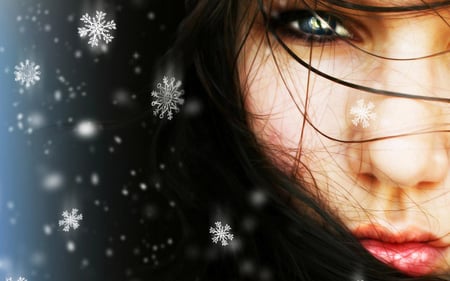 Winter Bliss - face, make up, bliss, winter, snowflakes, green eye