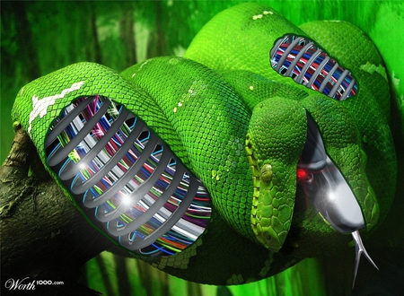 FAKE SNAKE - snake, wires, green, fake