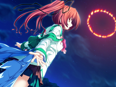 Magus Tale - anime, anime girl, original, night, tagme, red eyes, red hair, magus tale, cute girl, school girl