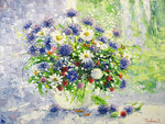 E.Gavlin. Bouquet with cornflowers. "