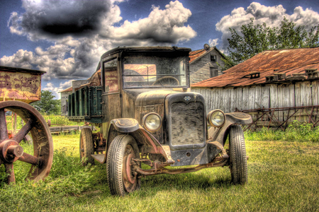 Heavy Load (3) - outdated, homestead, archaic, farmstead, wagon, truck, work, farmer, old, dumptruck, farm, antique