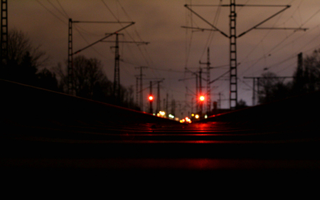 Railway - train, railway, abstract, sign, photography, night