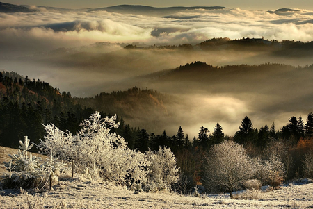 landscape - clouds, winter, nature, landscape, mountains