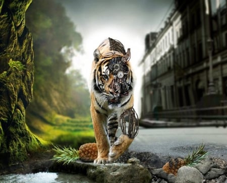 Robotic Tiger - robotic, abstract, animal, tiger, fantasy