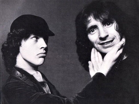 Angus Young and Bon Scott-Mono Chrome - music, entertainment, photography, musicians