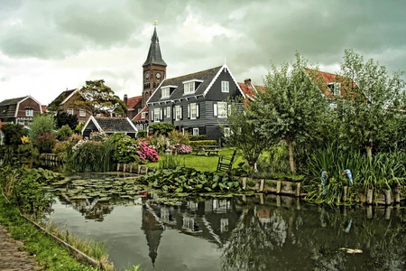 Holland - nature, holland, church, reflection, landscape, water