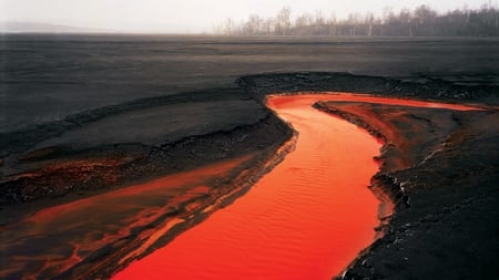 lava river - lava, black, red, river