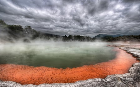 hot pool - hot water, colors, geyser, minerals