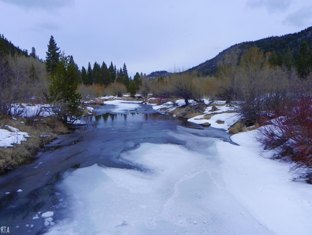 Frozen River - ice, nature, outside, snow, river, water, winter, frozen river