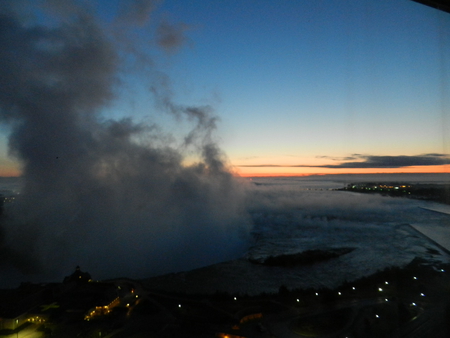 Niagara Falls before sunrise - early sunrise, niagara falls, mist, beautiful