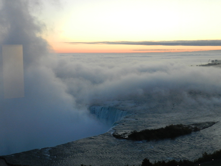 Niagara Falls morning mist - morning mist, niagara falls, sunrise, heaven