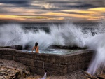 wave attacking a girl