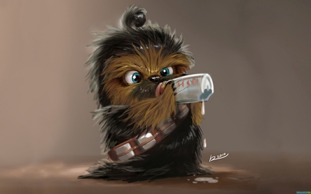 Baby Chewie - star wars, cute, bottle, baby