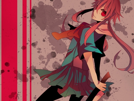 Gasai Yuno - pink hair, yuno, blood, mirai nikki