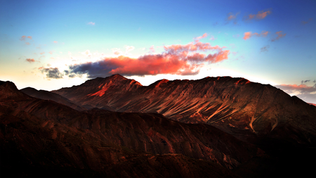 Red Peaks - nature, sky, mountain, clouds, red, peaks, sunrise