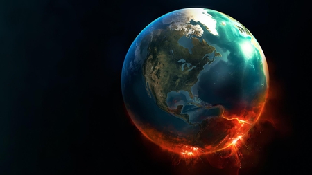 earth on fire - globe, earth, fire, north america