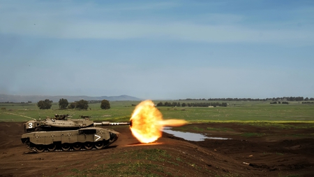 Israeli merkava tank firing - merkava tank, shooting, golan hights, israeli