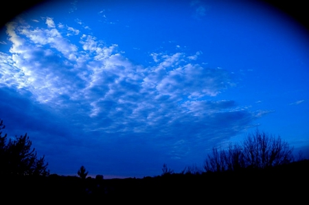 Big Sky - silhouette, sky, clouds, blue