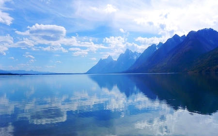 Blue Scenery - panorama, white, lakes, reflections, amazing, cool, paysage, cena, scenic, scenario, mirror, photoshop, beautiful, nice, beauty, sky, photography, water, mountains, clouds, rivers, scene, landscapes, paisagem, shadows, waterscape, paisage, skyscape, blue, cenario, colors, awesome, photo