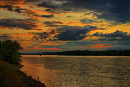 Sunset Clouds - water, ocean, sunset, clouds