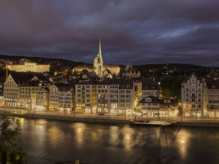 All Lite Up - sky, architecture, mountain, river