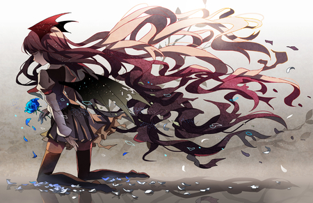 Koakuma - koakuma, touhou, wings, long hair, flower