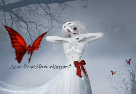 Darkest Red - white, lady, gothic, red